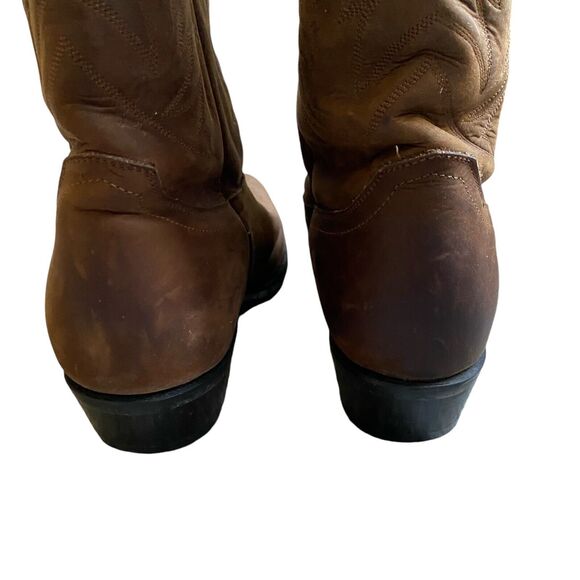 Vintage Justin Diamond Western Cowboy Boots 11B EU 45 Brown Hand Stitched - Picture 4 of 7